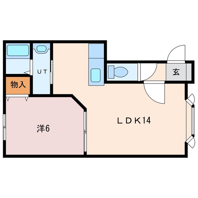ハイツ310ウトナイ北(1LDK/2階)の間取り写真