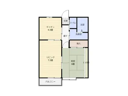 北林コーポ(2DK/2階)の間取り写真