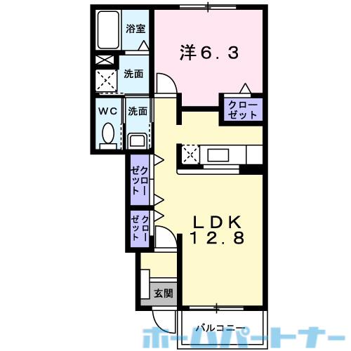 サンリットコアA(1LDK/1階)の間取り写真