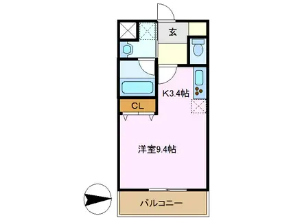 ミリオーネカーサ(1K/2階)の間取り写真