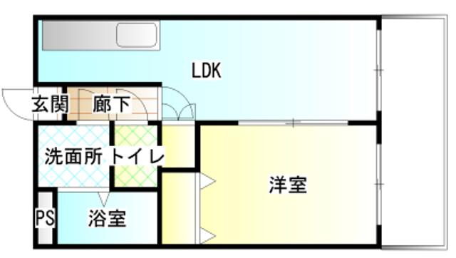 グリーンビュー柿元(1LDK/2階)の間取り写真