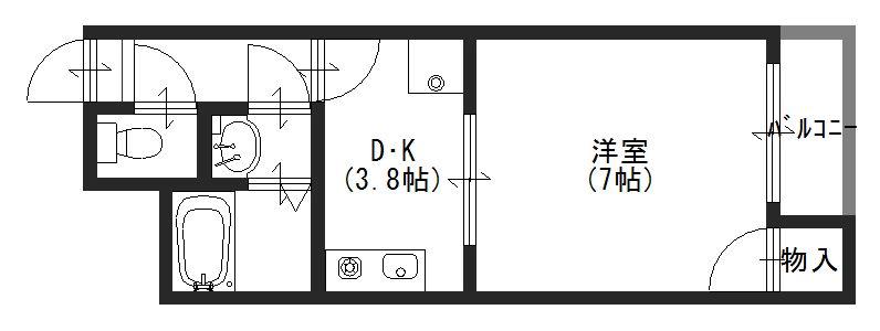 ブレスコート新金岡V号館 (1K/2階)の間取り写真