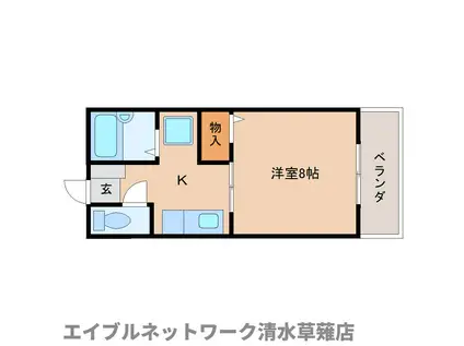 パークサイドII(1K/1階)の間取り写真