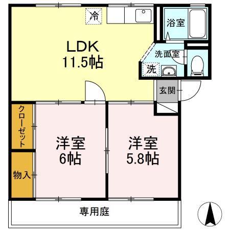シートピア(2LDK/1階)の間取り写真