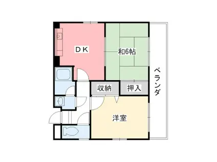 グランディア夙川2(2DK/2階)の間取り写真