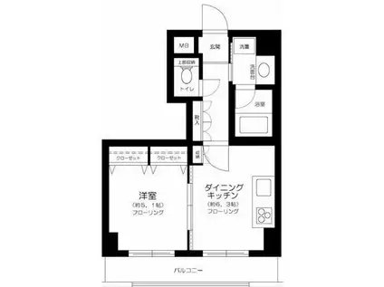 クレッセント中目黒(1DK/7階)の間取り写真