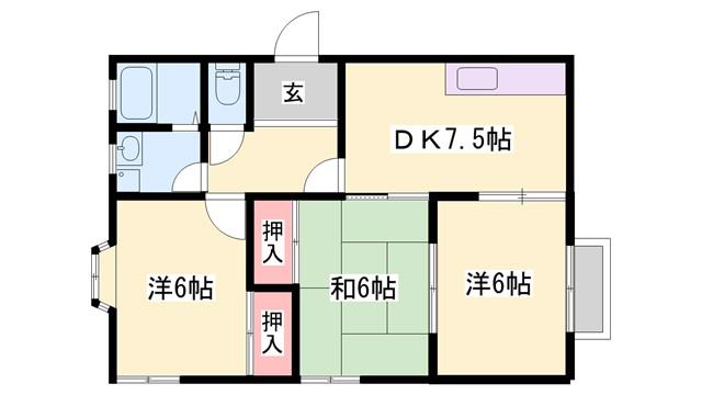 ハウス新町(3DK/2階)の間取り写真