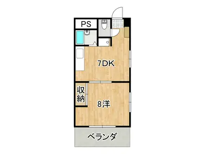 山中ハイツII(1DK/3階)の間取り写真