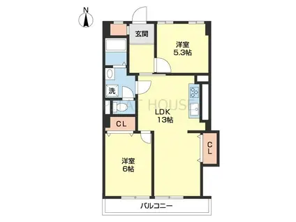 ひらたパークハイツ(2LDK/3階)の間取り写真