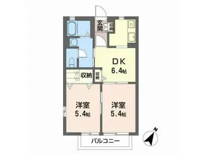 ピュアソウル諏訪(2DK/1階)の間取り写真