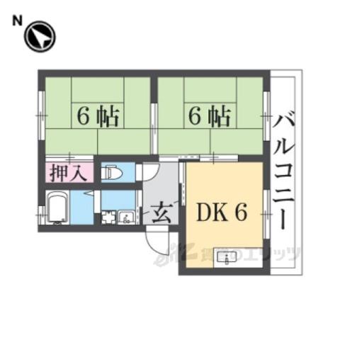 ピープルK(2DK/1階)の間取り写真