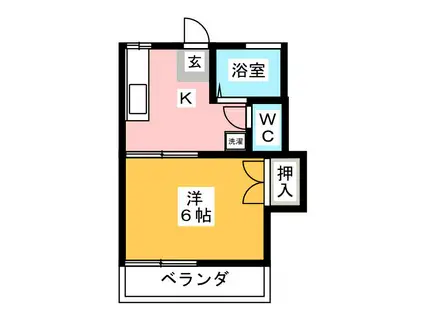 ハウス滝山(1K/1階)の間取り写真