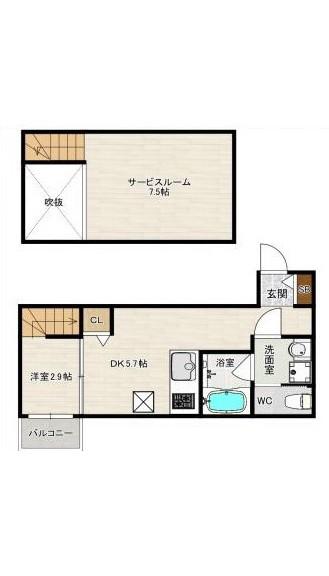 DREAMSTAGE博多南PASSO(1DK/1階)の間取り写真