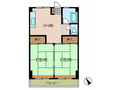 ナンバビル(2DK/4階)の間取り写真