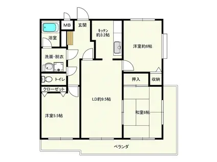 ドミールいぶき野(3LDK/2階)の間取り写真