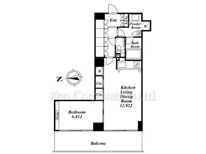 麻布十番スクエアレジデンス(1LDK/3階)の間取り写真