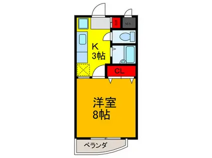 北口ハイツI(1K/3階)の間取り写真