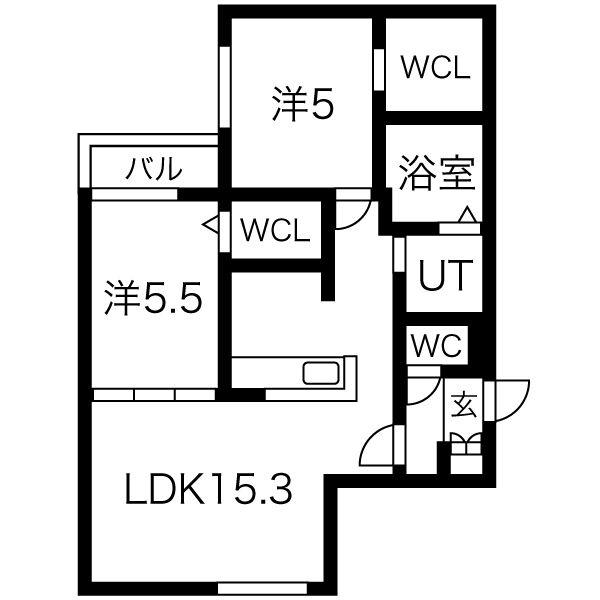 TSUKISAMU GROOVE(2LDK/2階)の間取り写真