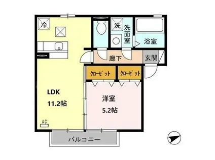 アルペジオ久原A(1LDK/1階)の間取り写真