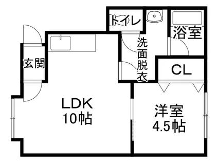 JR根室本線 帯広駅 徒歩23分 2階建 築22年(1DK/2階)の間取り写真