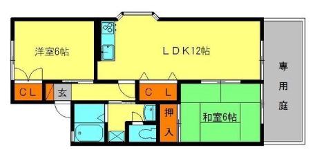 セジュールリカーII(2LDK/1階)の間取り写真