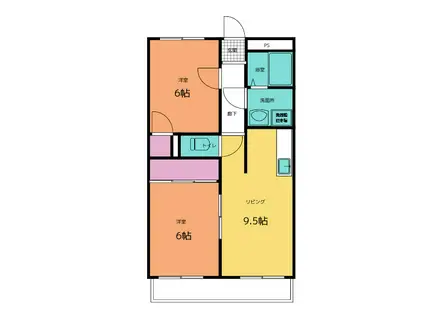 PARK ウエスト YOSHIDA(2LDK/3階)の間取り写真
