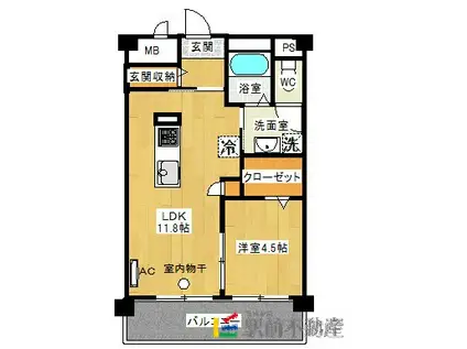 JR長崎本線 鍋島駅 徒歩27分 7階建 築11年(1LDK/5階)の間取り写真