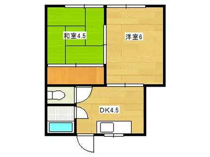 コーポ末広(2DK/2階)の間取り写真