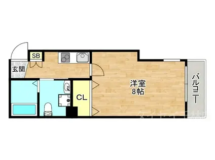 ベリーウェル都島II(1K/4階)の間取り写真
