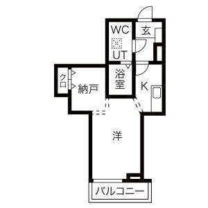 メリディアン多賀城笠神壱番館(1SK/3階)の間取り写真