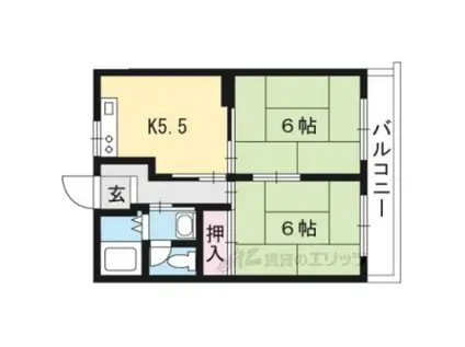 コットンハウス(2DK/1階)の間取り写真