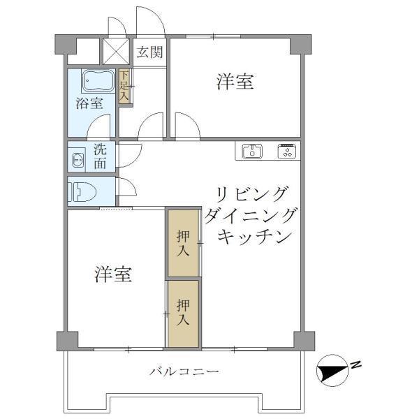 アクエルド長岡京(2LDK/1階)の間取り写真