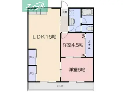 第2真黒ビル(2LDK/2階)の間取り写真