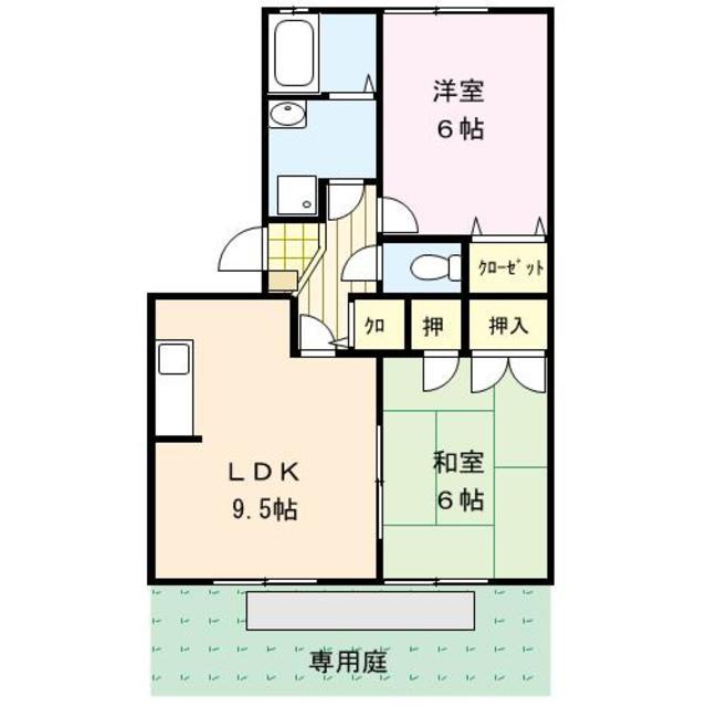 シャンポール(2LDK/1階)の間取り写真