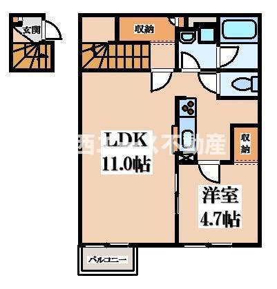 レオネクスト上之島(1LDK/2階)の間取り写真