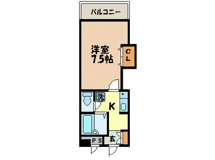 プレジールチトセ(1K/8階)の間取り写真