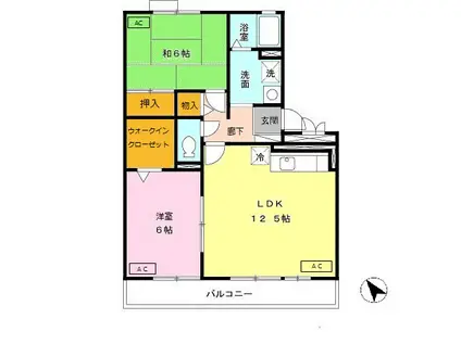 リビングタウン梅美台B棟(2LDK/3階)の間取り写真