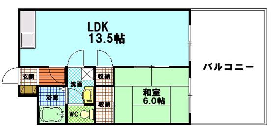 山崎大芝ビル(1LDK/4階)の間取り写真