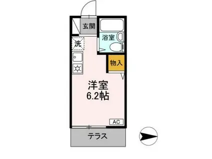 フラットエイト(ワンルーム/2階)の間取り写真