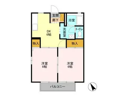 ルミエールI(2DK/2階)の間取り写真