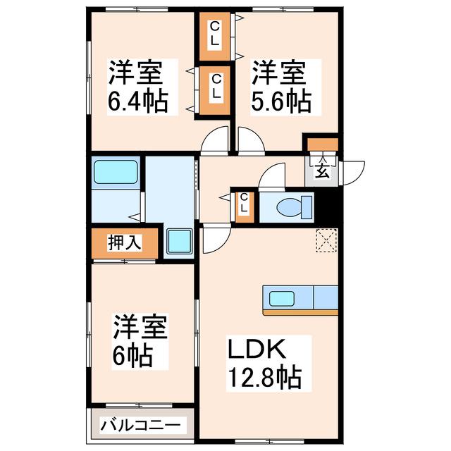 セゾンコート(3LDK/2階)の間取り写真