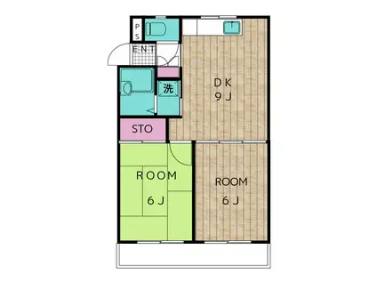 サンハイツ日野(2DK/2階)の間取り写真