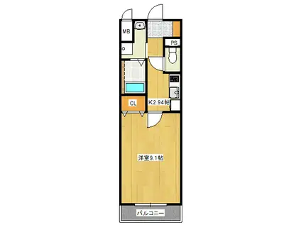 カーサ・フィオーレ中広通(1K/6階)の間取り写真