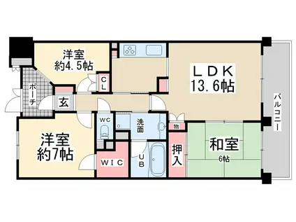 パーククレスト川西多田(3LDK/5階)の間取り写真