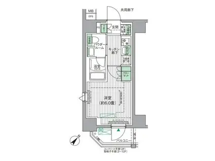 BPRレジデンス青砥(1K/3階)の間取り写真