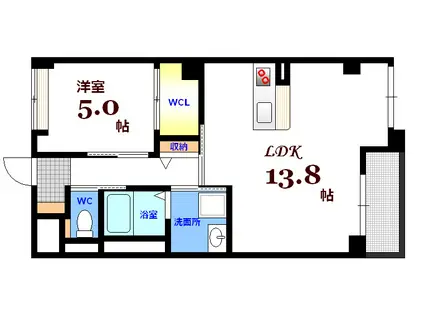 リヴァージュ竜王(1LDK/1階)の間取り写真