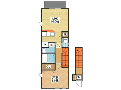 サニーハイツ(1LDK/2階)の間取り写真