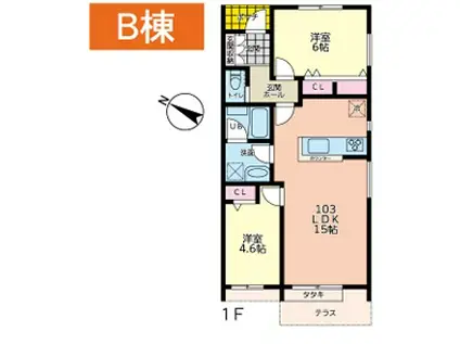 モンテリッコ(2LDK/1階)の間取り写真