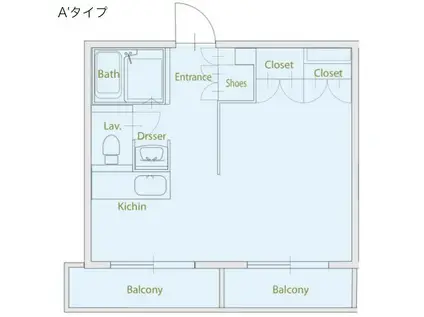 CASA NOAH高峯町(1K/2階)の間取り写真