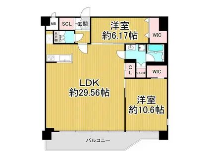 プレジオ宝塚ASIAN(2LDK/5階)の間取り写真